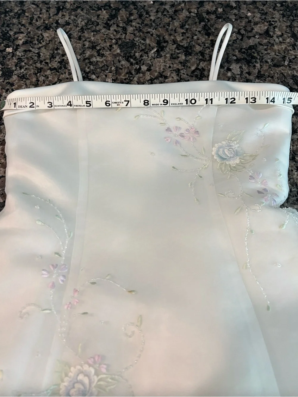 David's Bridal Ivory Floral Appliqué A-Line Dress - Picture 9 of 14
